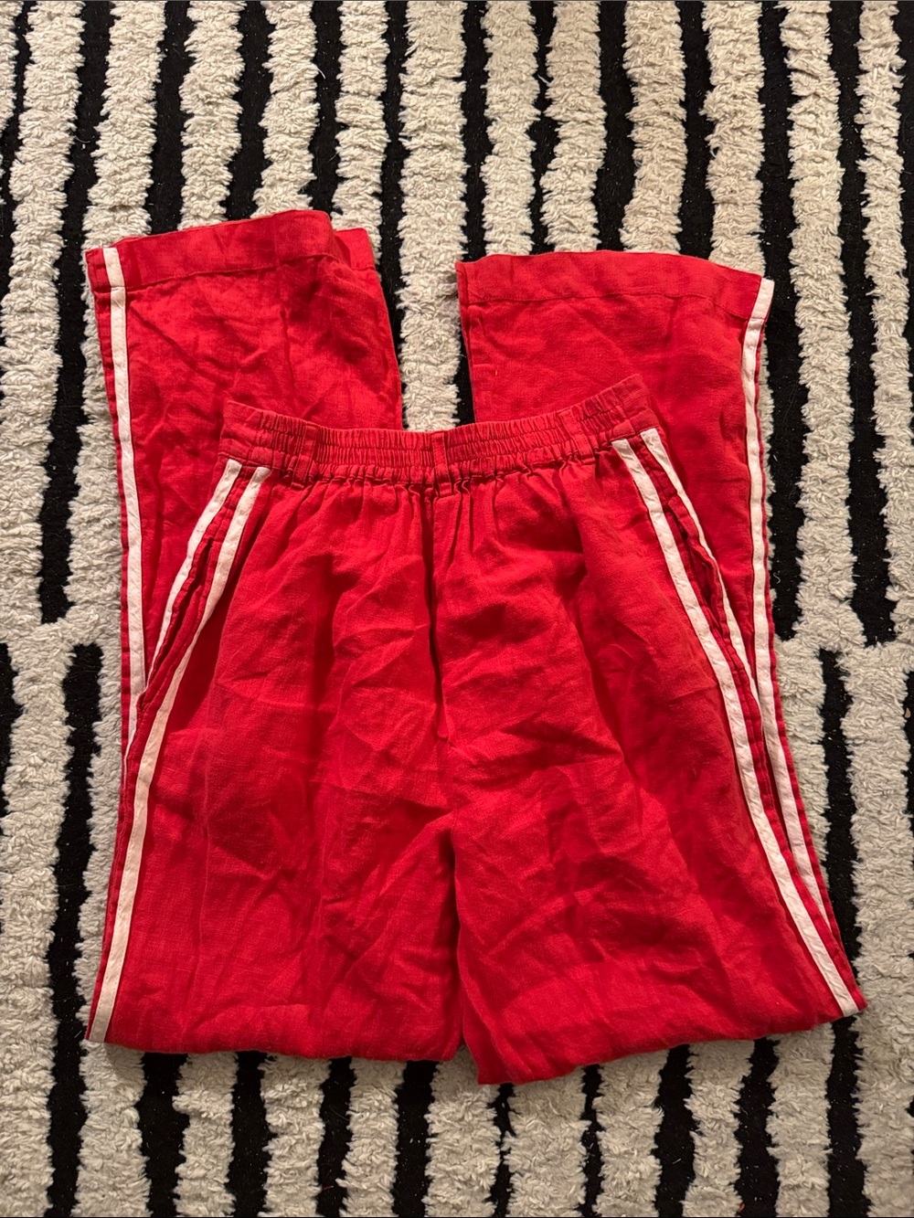 Donni Linen Pleated Stripe Pants - Small - Picture 5 of 7